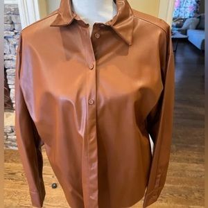 Zara leather brown shirt